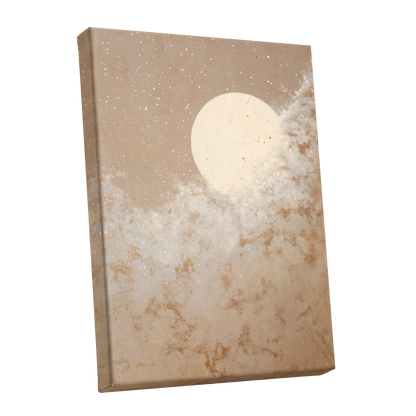 Lunar Drift, beige, white, gold nature wall art shown as a stretched canvas wall art