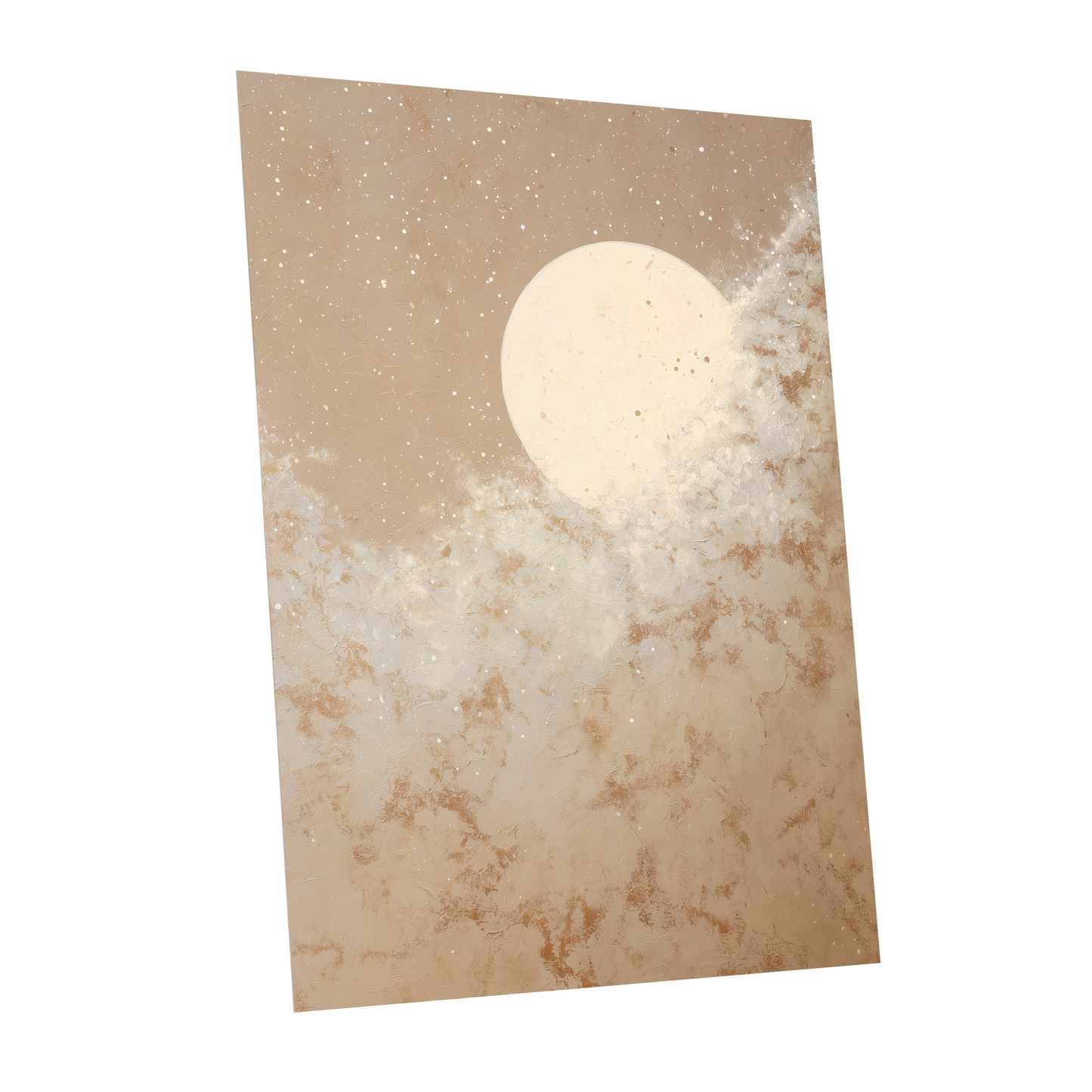 Lunar Drift, beige, white, gold nature wall art shown as a unframed poster wall art print