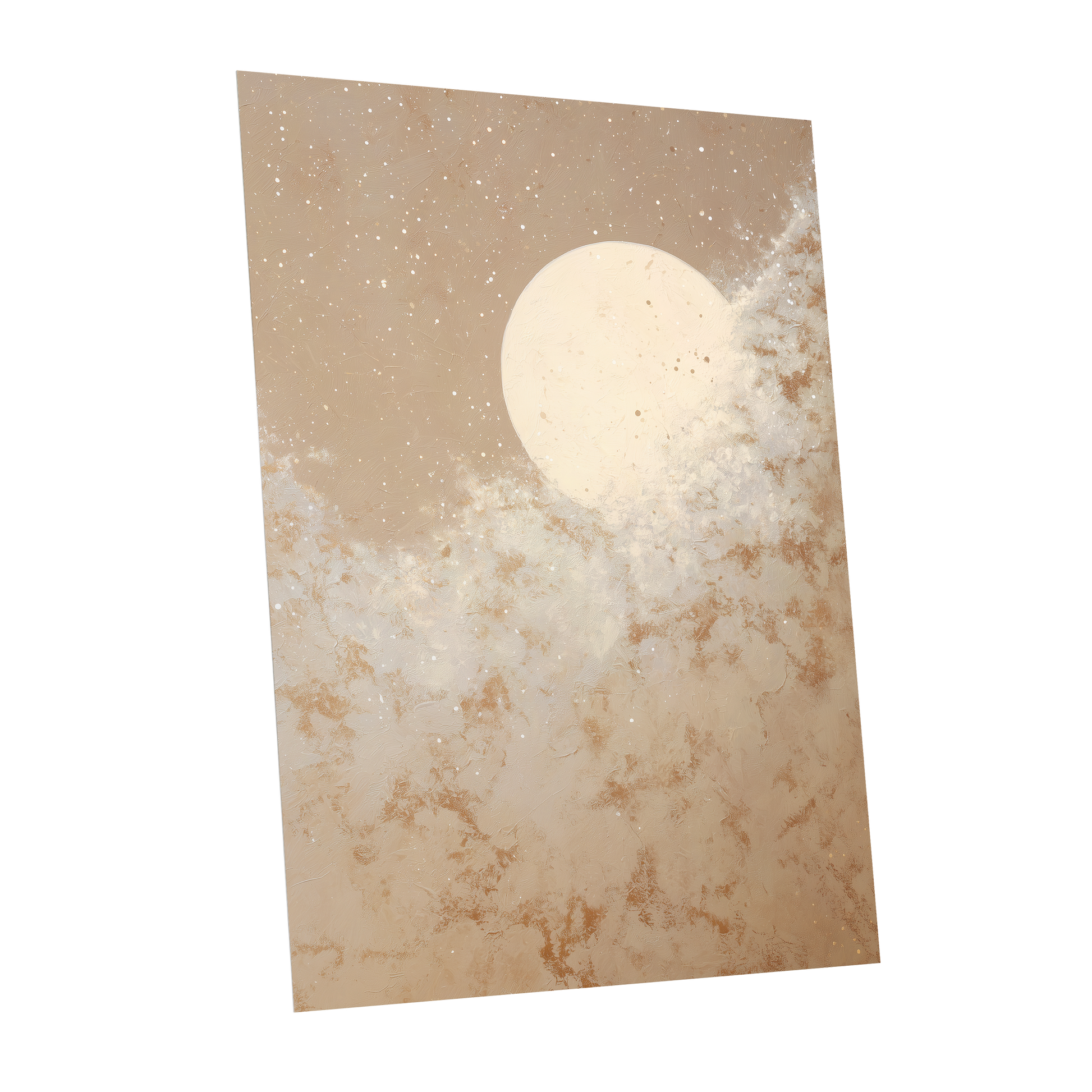 Lunar Drift, beige, white, gold nature wall art shown as a unframed poster wall art print