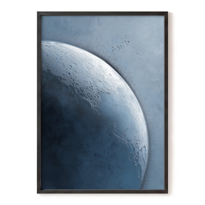 Lunar Murmuration, blue, gray, black nature wall art, front artwork view