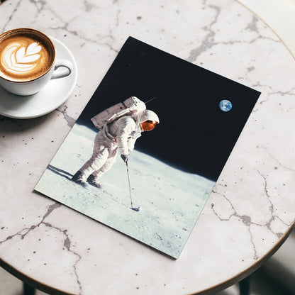 Lunar Tee Time, black, white, gray minimalist wall art displayed in a styled interior, gallery view 5