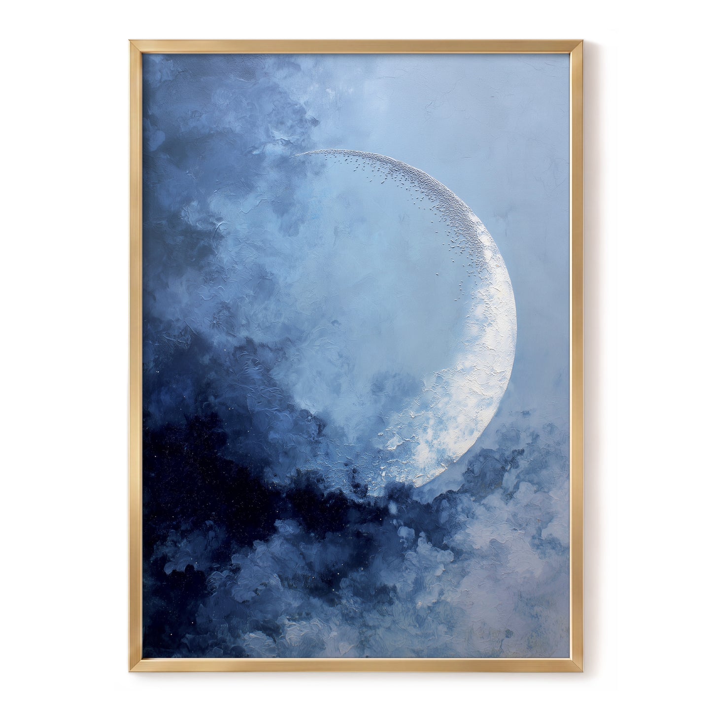 Lunar Veil, blue, white, gray nature wall art, front artwork view