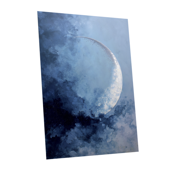 Lunar Veil, blue, white, gray nature wall art shown as a unframed poster wall art print