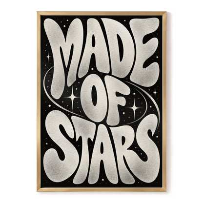 Made of Stars, black, white abstract wall art, front artwork view