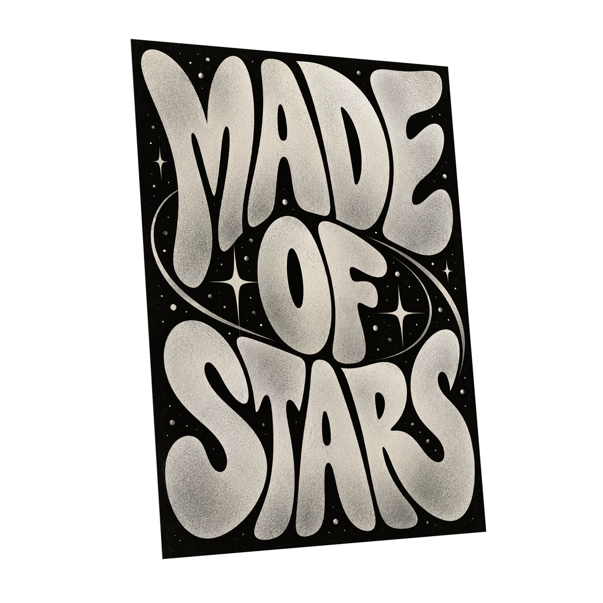 Made of Stars, black, white abstract wall art shown as a unframed poster wall art print
