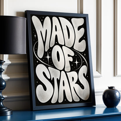 Made of Stars, black, white abstract wall art displayed in a styled interior, gallery view 2
