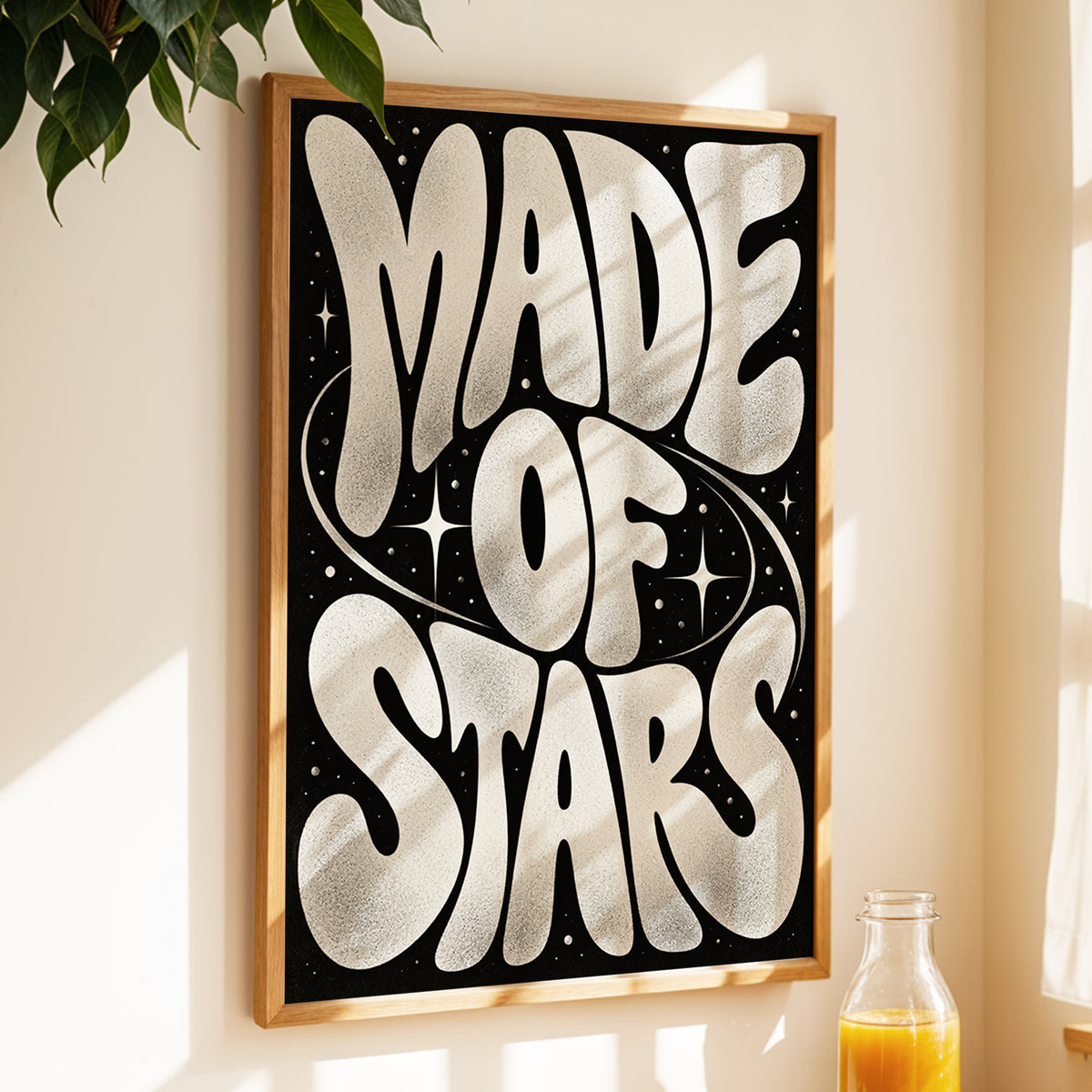 Made of Stars, black, white abstract wall art displayed in a styled interior, gallery view 3
