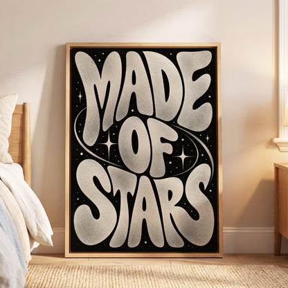 Made of Stars, black, white abstract wall art displayed in a styled interior, gallery view 5