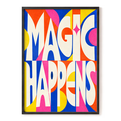 Magic in Full Colour, beige, blue, orange abstract wall art, front artwork view