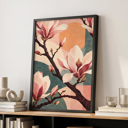 Magnolia Colourplay, pink, beige, green floral wall art displayed in a styled interior, gallery view 6