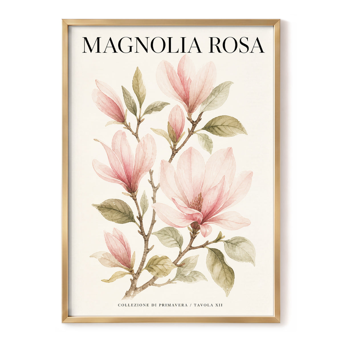 Magnolia Rosa Reverie, pink, green, beige floral wall art, front artwork view