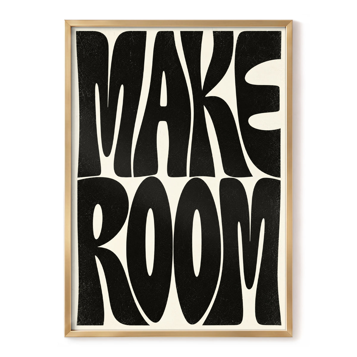 Make Room, black, beige minimalist wall art, front artwork view
