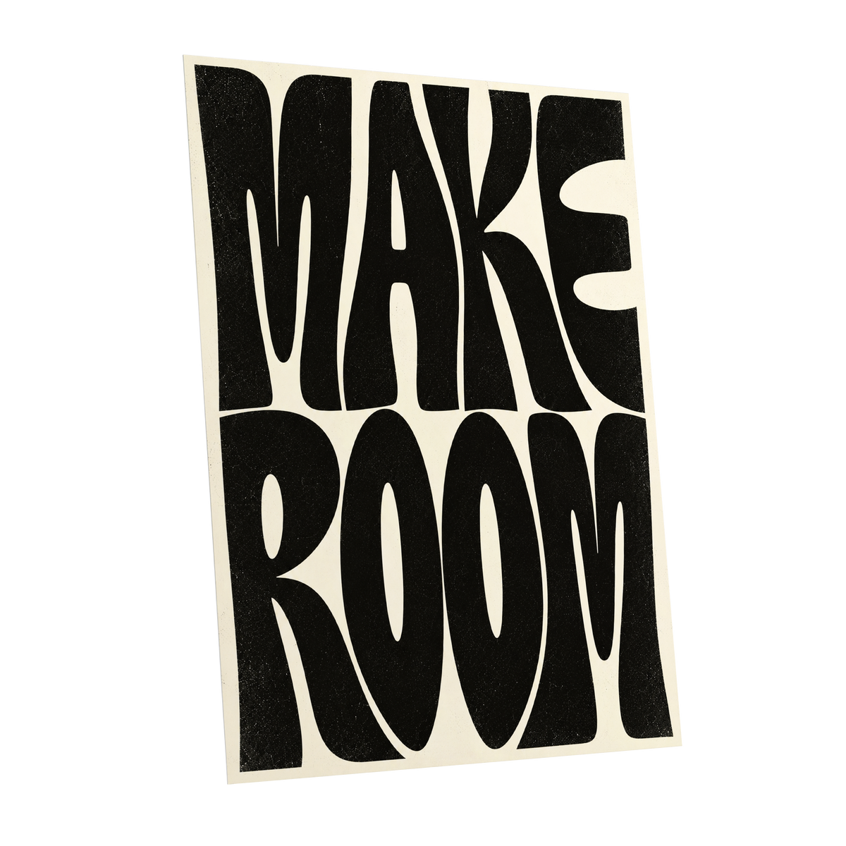 Make Room, black, beige minimalist wall art shown as a unframed poster wall art print