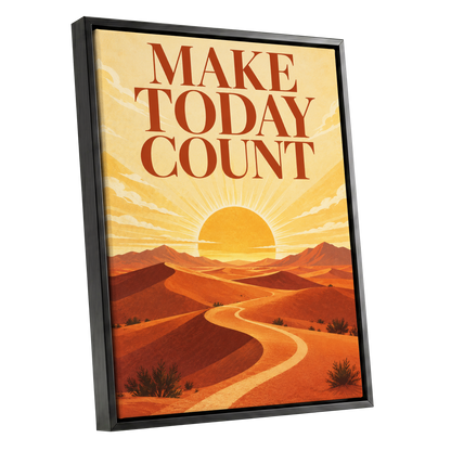Make Today Golden, orange, yellow, red nature wall art shown as a black framed canvas wall art