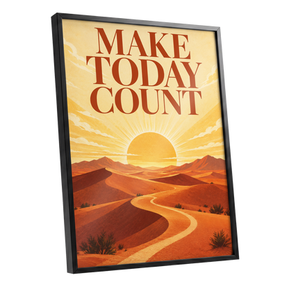 Make Today Golden, orange, yellow, red nature wall art shown as a black framed poster wall art print