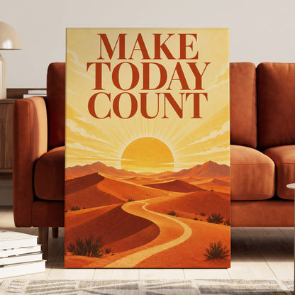 Make Today Golden, orange, yellow, red nature wall art on canvas displayed in a styled interior, gallery view 1