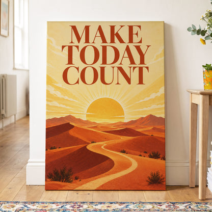 Make Today Golden, orange, yellow, red nature wall art on canvas displayed in a styled interior, gallery view 2
