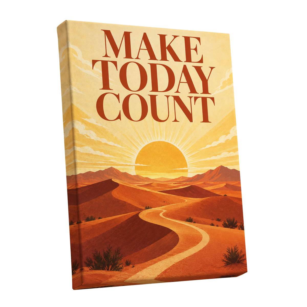 Make Today Golden, orange, yellow, red nature wall art shown as a stretched canvas wall art