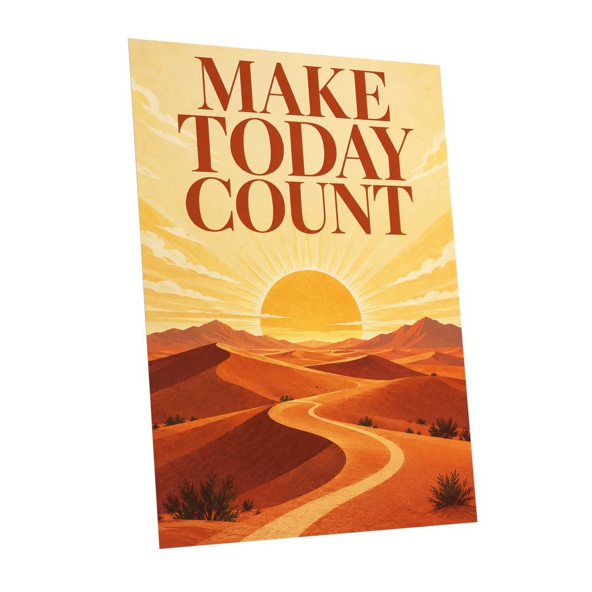 Make Today Golden, orange, yellow, red nature wall art shown as a unframed poster wall art print