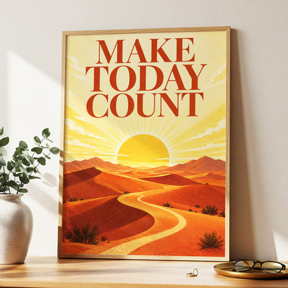 Make Today Golden, orange, yellow, red nature wall art displayed in a styled interior, gallery view 2