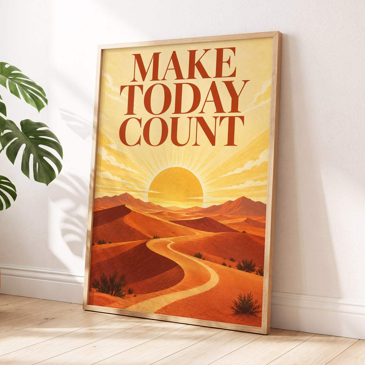 Make Today Golden, orange, yellow, red nature wall art displayed in a styled interior, gallery view 5