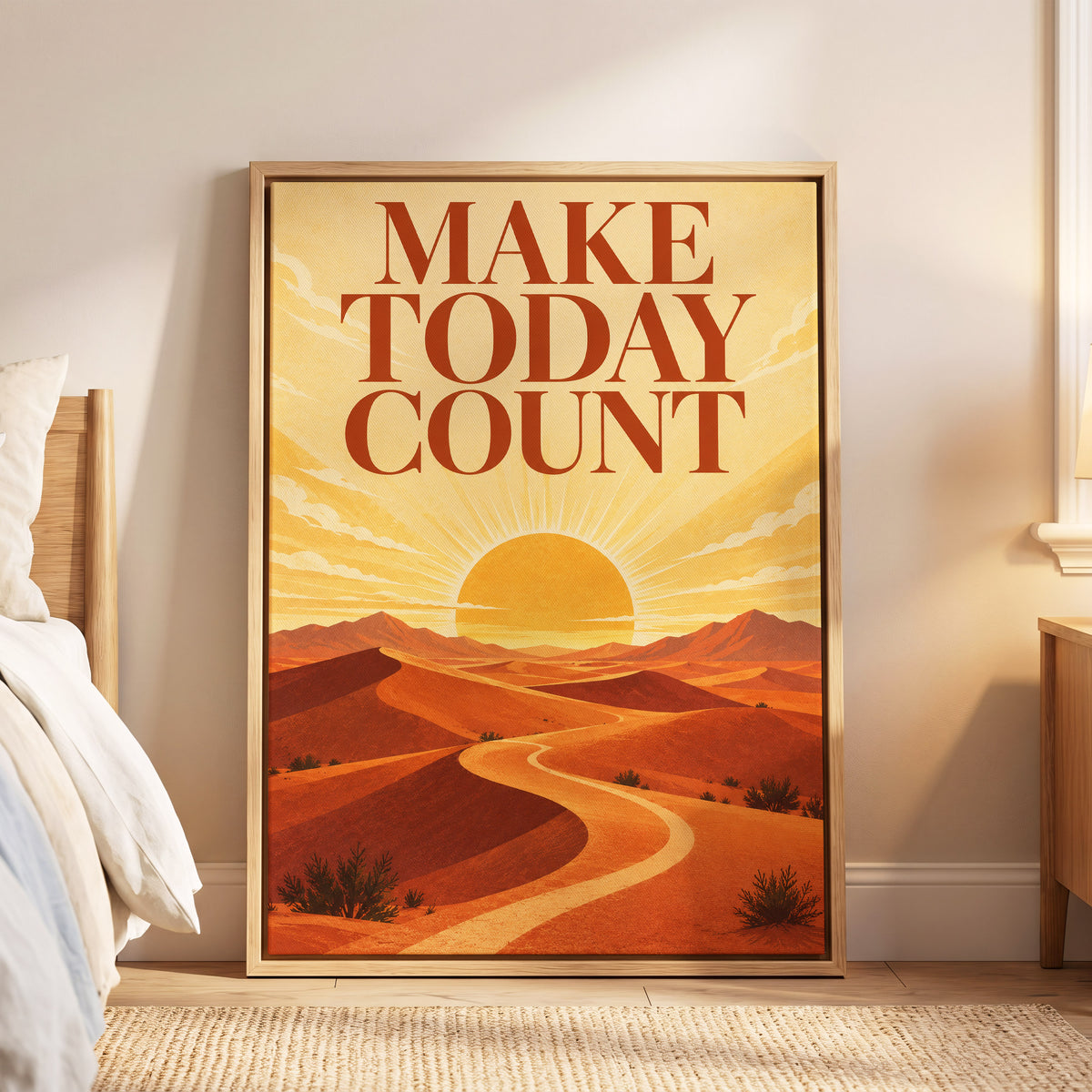 Make Today Golden, orange, yellow, red nature wall art displayed in a styled interior, gallery view 6