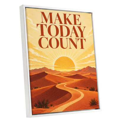 Make Today Golden, orange, yellow, red nature wall art shown as a white framed canvas wall art