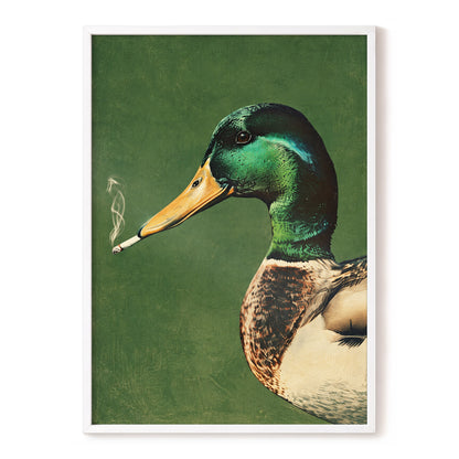 Mallard After Hours, green, black, beige nature wall art, front artwork view