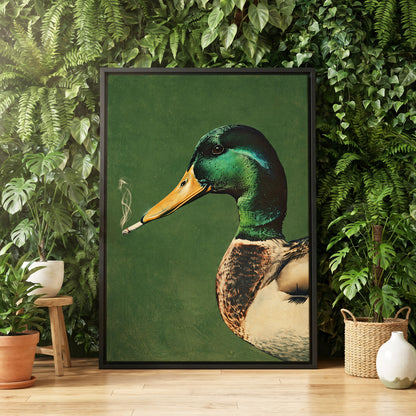 Mallard After Hours, green, black, beige nature wall art displayed in a styled interior, gallery view 4