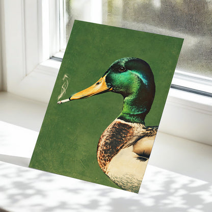 Mallard After Hours, green, black, beige nature wall art displayed in a styled interior, gallery view 5