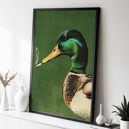 Mallard After Hours, green, black, beige nature wall art displayed in a styled interior, gallery view 6