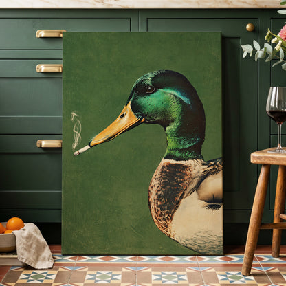Mallard After Hours, green, black, beige nature wall art displayed in a styled interior, gallery view 7