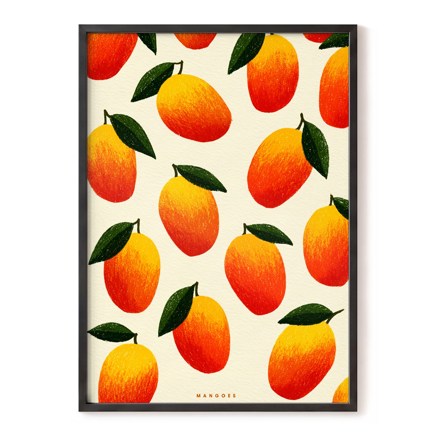 Mango Rhythm, orange, red, yellow nature wall art, front artwork view