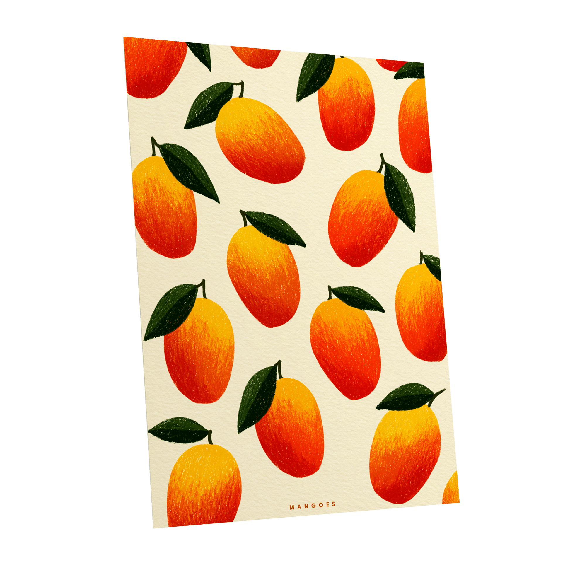 Mango Rhythm, orange, red, yellow nature wall art shown as a unframed poster wall art print