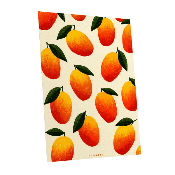 Mango Rhythm, orange, red, yellow nature wall art shown as a unframed poster wall art print