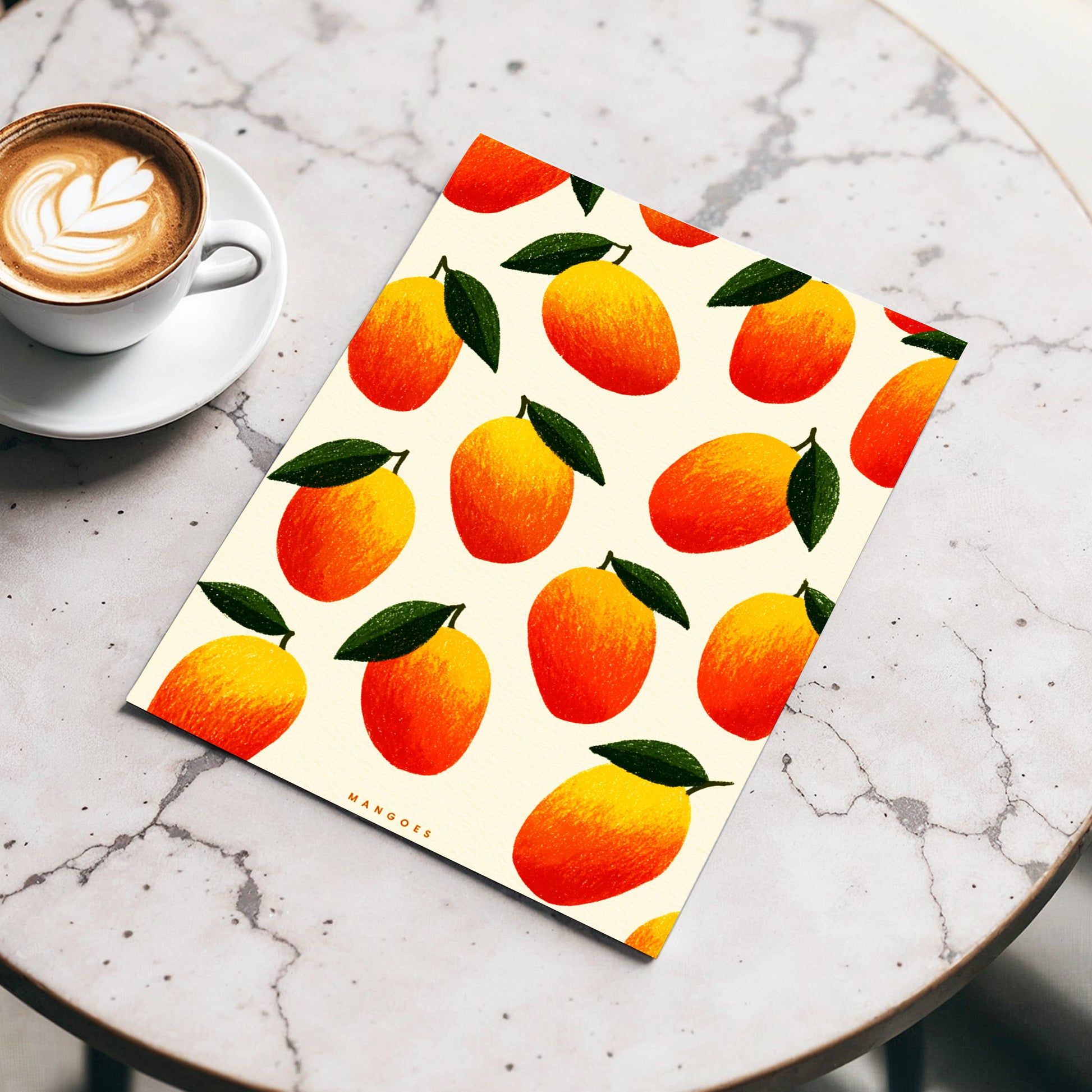 Mango Rhythm, orange, red, yellow nature wall art displayed in a styled interior, gallery view 3