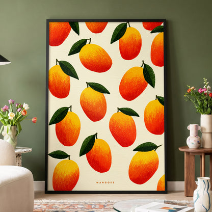 Mango Rhythm, orange, red, yellow nature wall art displayed in a styled interior, gallery view 4