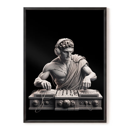 Marble Mixmaster, black, gray, white minimalist wall art, front artwork view