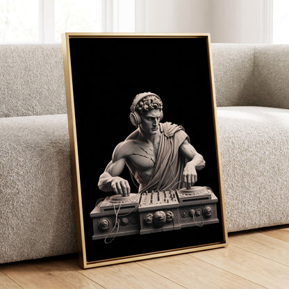 Marble Mixmaster, black, gray, white minimalist wall art displayed in a styled interior, gallery view 1