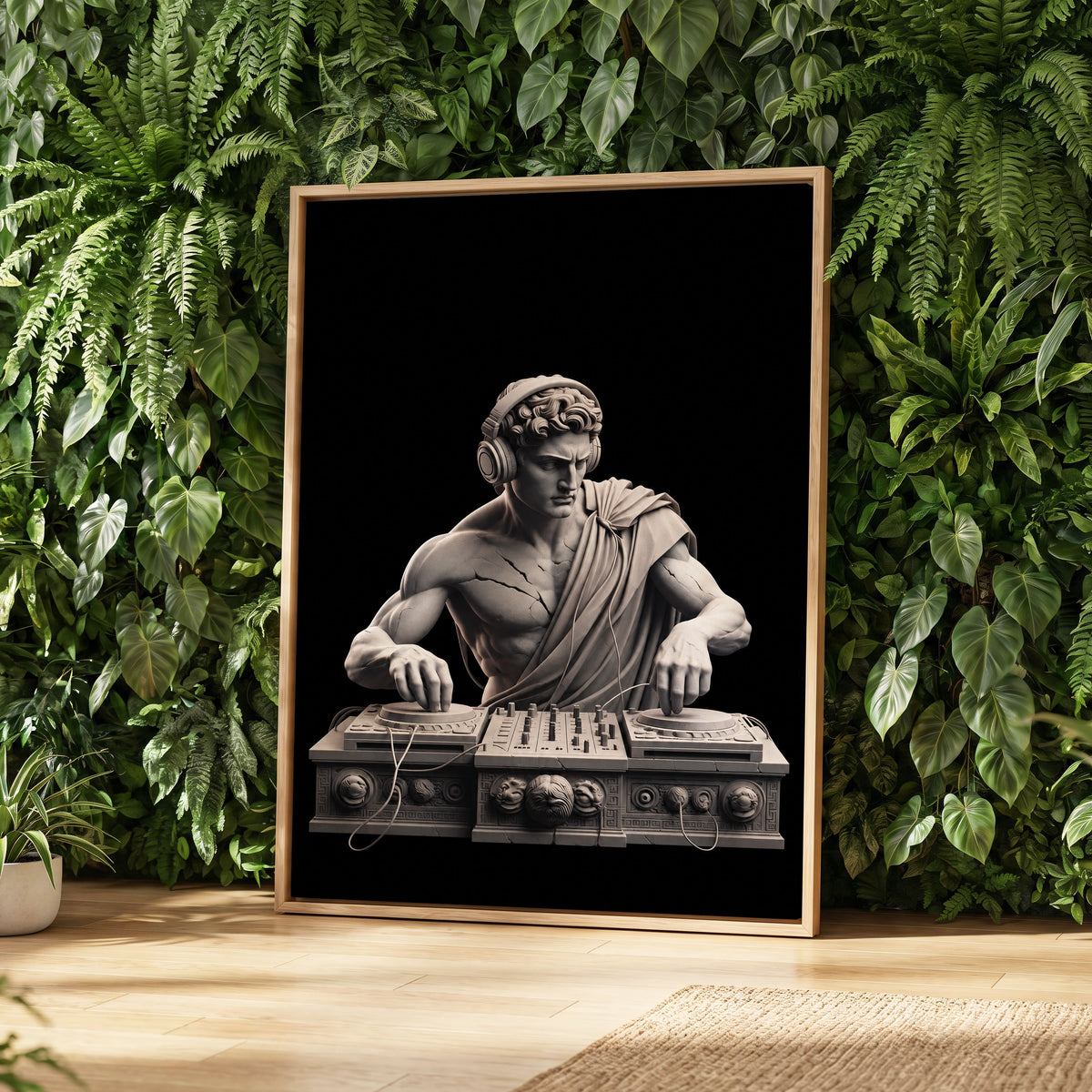 Marble Mixmaster, black, gray, white minimalist wall art displayed in a styled interior, gallery view 2