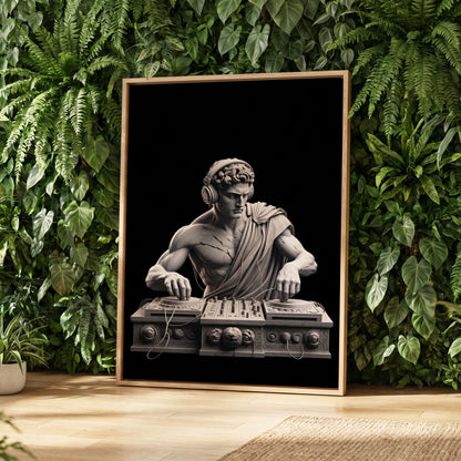 Marble Mixmaster, black, gray, white minimalist wall art displayed in a styled interior, gallery view 2