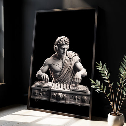 Marble Mixmaster, black, gray, white minimalist wall art displayed in a styled interior, gallery view 3