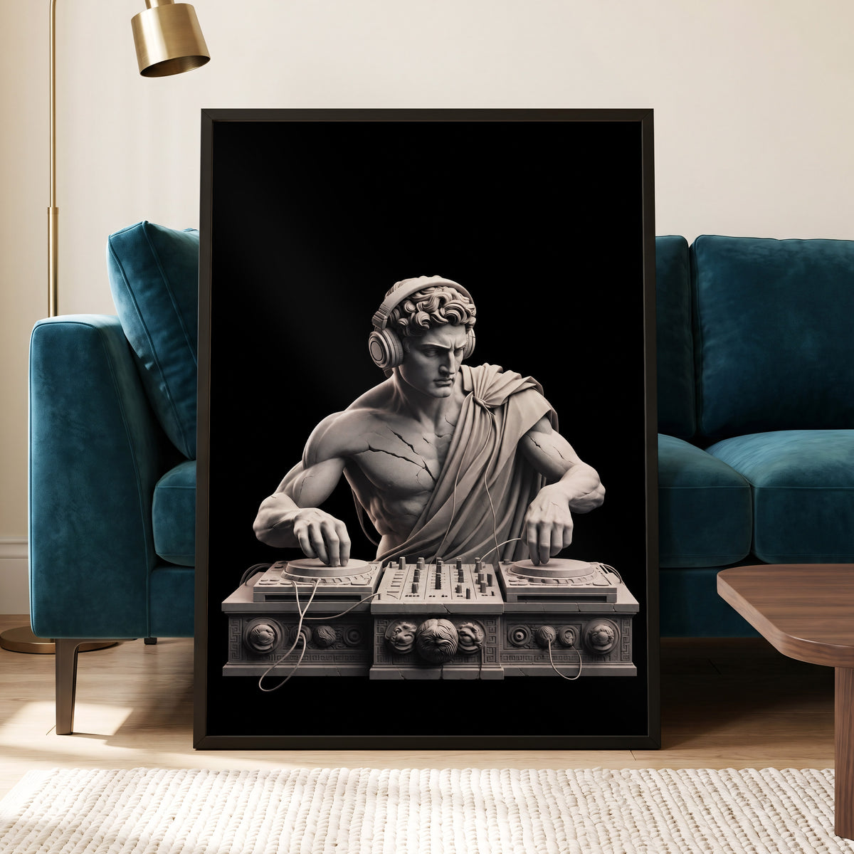 Marble Mixmaster, black, gray, white minimalist wall art displayed in a styled interior, gallery view 4