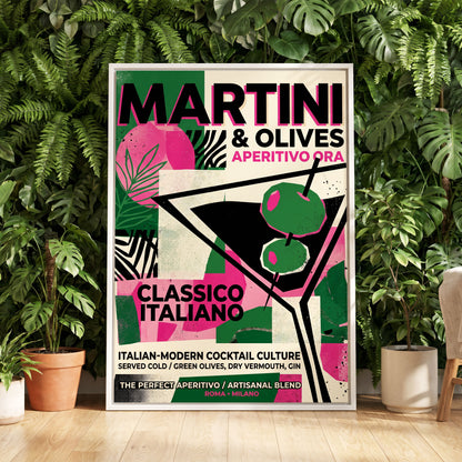 Martini Moderne, black, green, pink abstract wall art displayed in a styled interior, gallery view 5