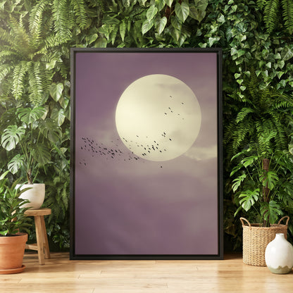 Mauve Migration, purple, beige, black nature wall art displayed in a styled interior, gallery view 4