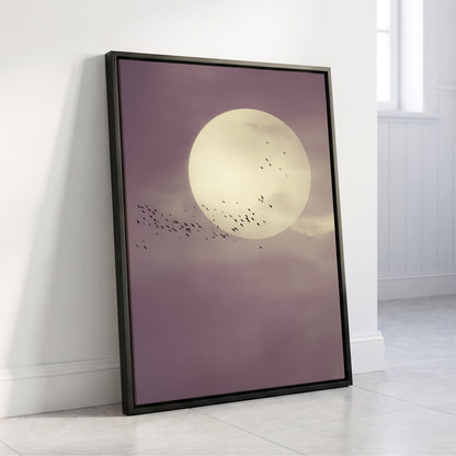 Mauve Migration, purple, beige, black nature wall art displayed in a styled interior, gallery view 8