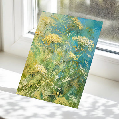 Meadow in Blue, blue, green, beige floral wall art displayed in a styled interior, gallery view 5