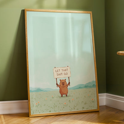 Meadow Manifesto, green, blue, brown minimalist wall art displayed in a styled interior, gallery view 2