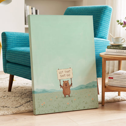Meadow Manifesto, green, blue, brown minimalist wall art displayed in a styled interior, gallery view 7