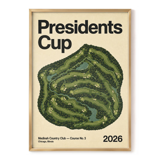 Medinah Presidents Cup, green, beige, black nature wall art, front artwork view